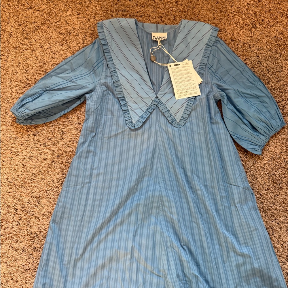 Ganni Blue Striped Dress